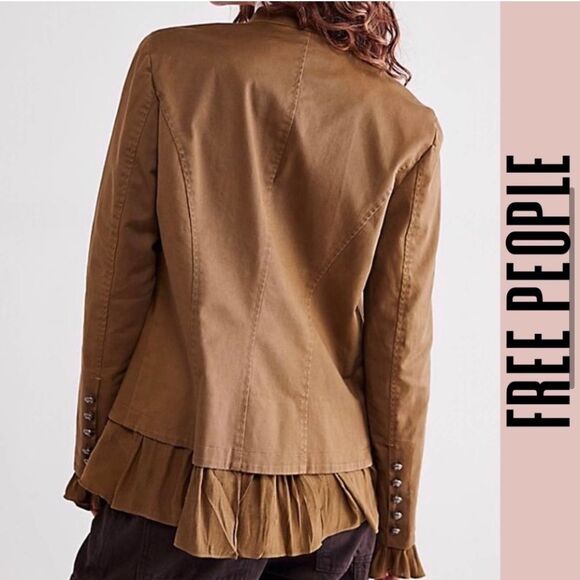 Nwt free people ruffles romance jacket army green - Picture 3 of 11